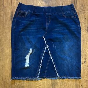 Denim Distressed Skirt